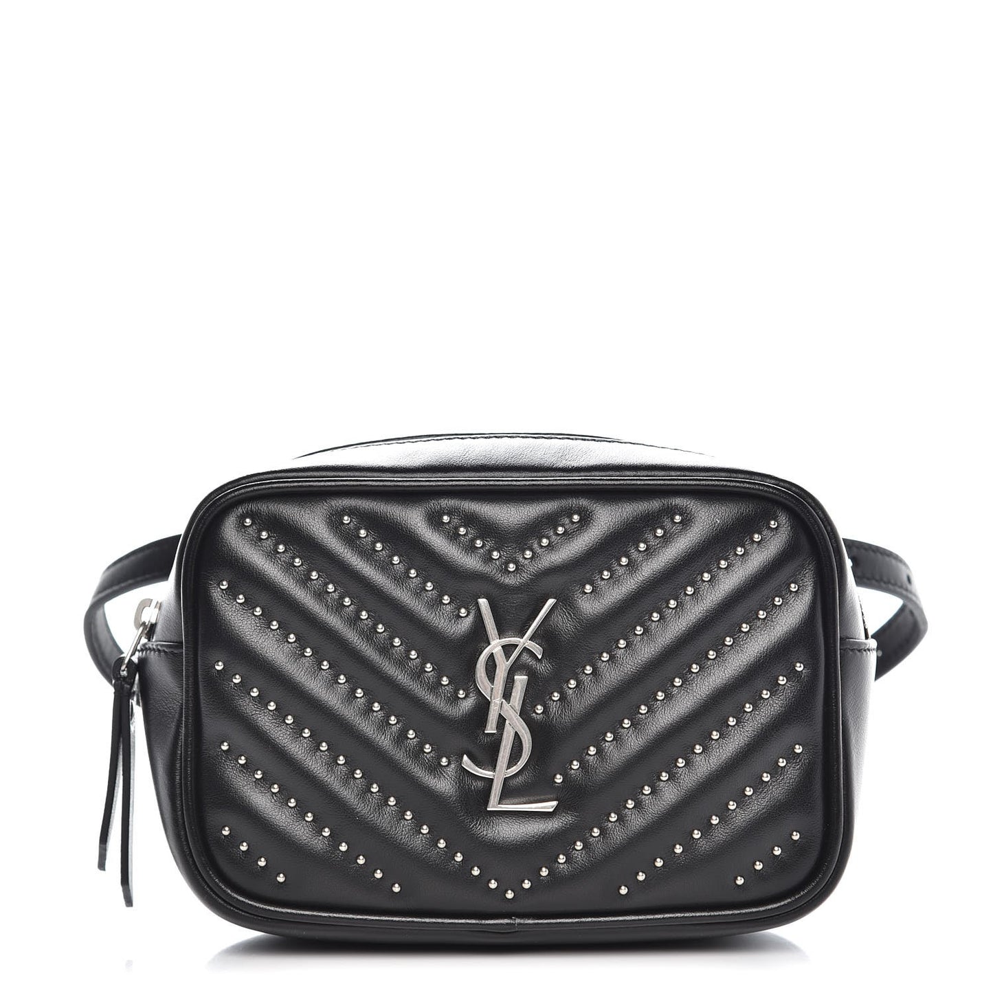 Calfskin Matelasse Studded Monogram Lou Belt Bag Black