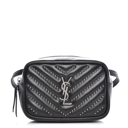 Saint Laurent Calfskin Matelasse Studded Monogram Lou Belt Bag Black 1 of 7