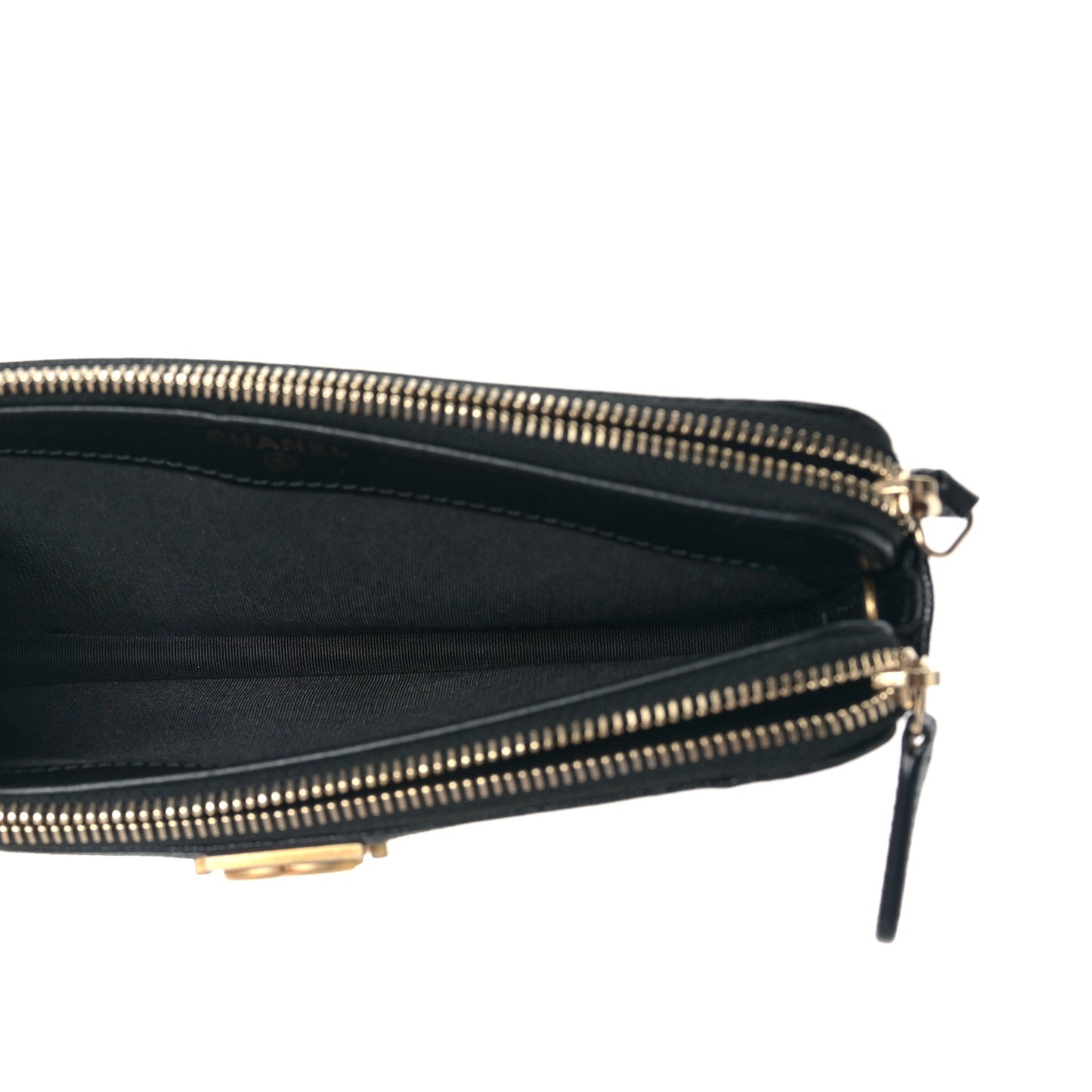 Caviar Quilted Small Boy Clutch With Chain Black