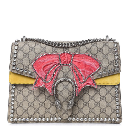 Gucci GG Supreme Monogram Crystal Bow Embroidered Medium Dionysus Shoulder Bag Yellow 1 of 9