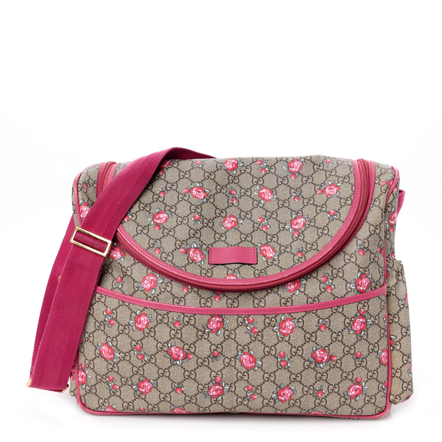GG Supreme Monogram Rose Bud Diaper Bag Pink
