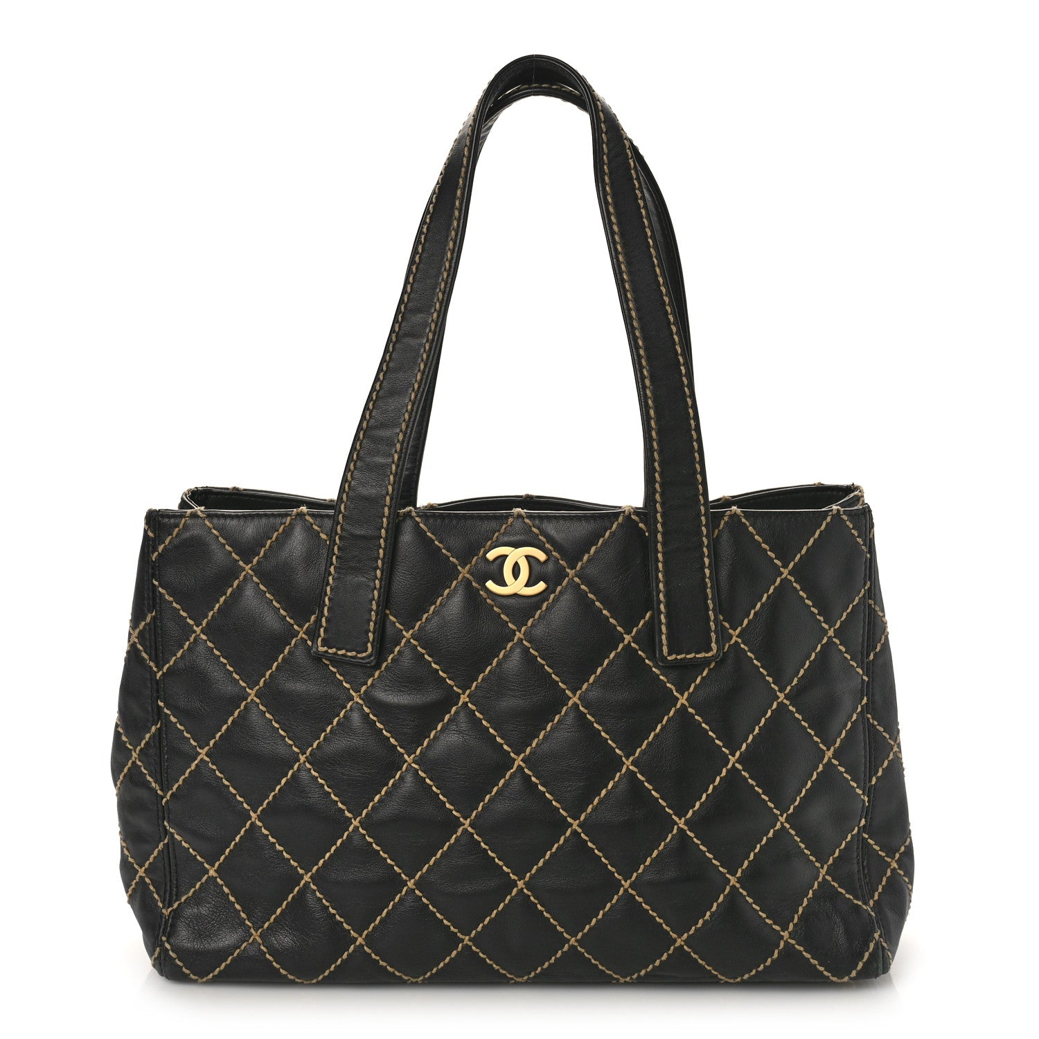 Chanel Calfskin Contrast Stitch Surpique Tote Black 1 of 12