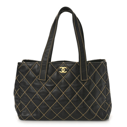 Chanel Calfskin Contrast Stitch Surpique Tote Black 1 of 12