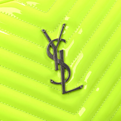 Saint Laurent Patent Calfskin Matelasse Monogram Lou Camera Bag Neon Yellow 11 of 12