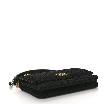 Chanel Corduroy Quilted Chanel 19 Wallet On Chain WOC Black 4 of 10