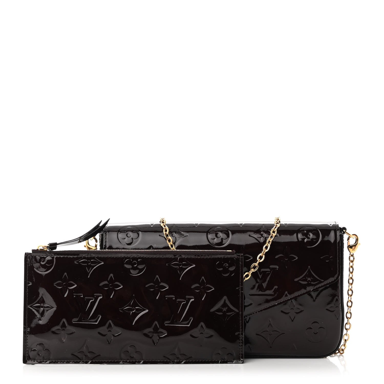 Louis Vuitton Vernis Pochette Felicie Chain Wallet Amarante 1 of 10