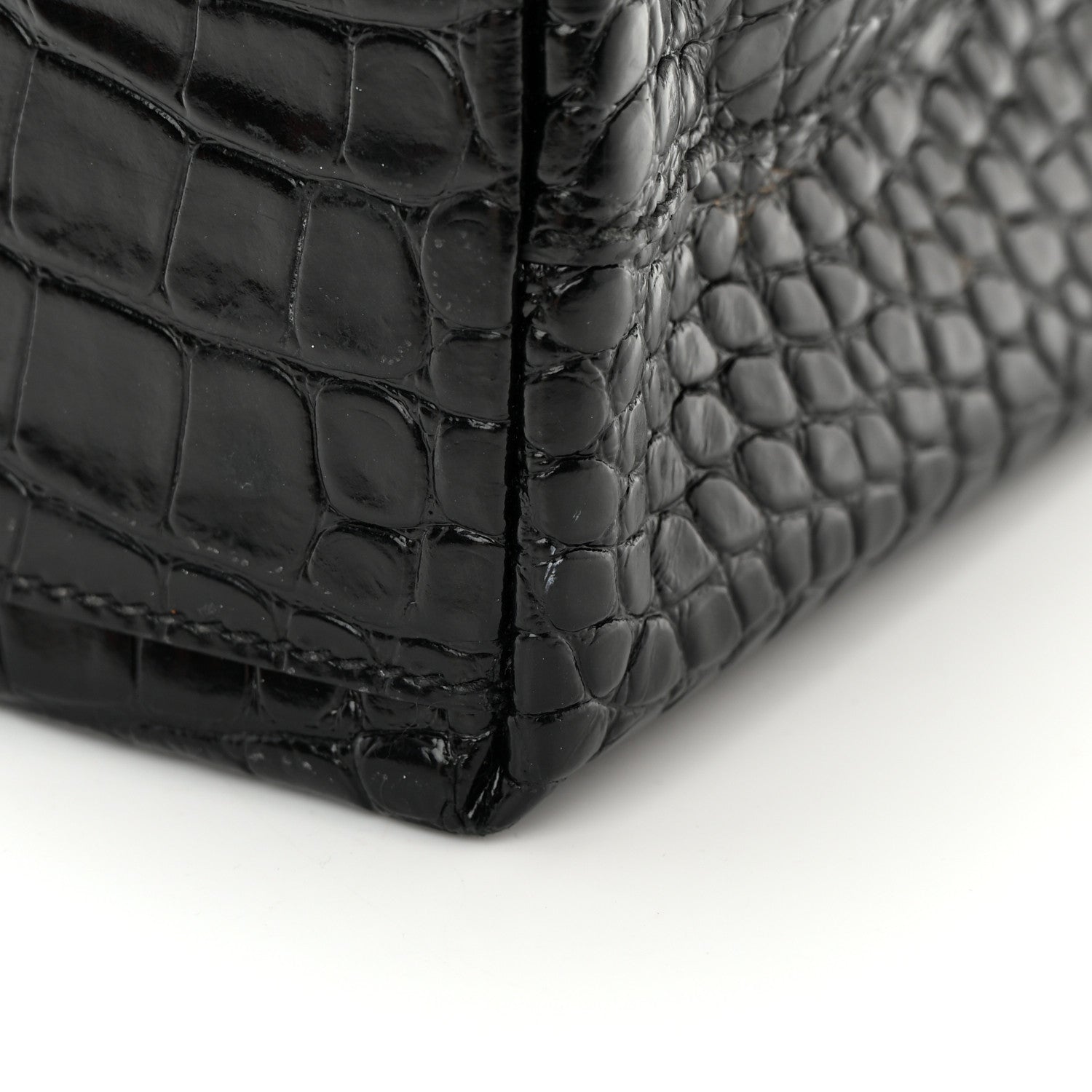 Balenciaga Shiny Calfskin Logo Crocodile Embossed North South Shopper Tote XXS Black White 15 of 15