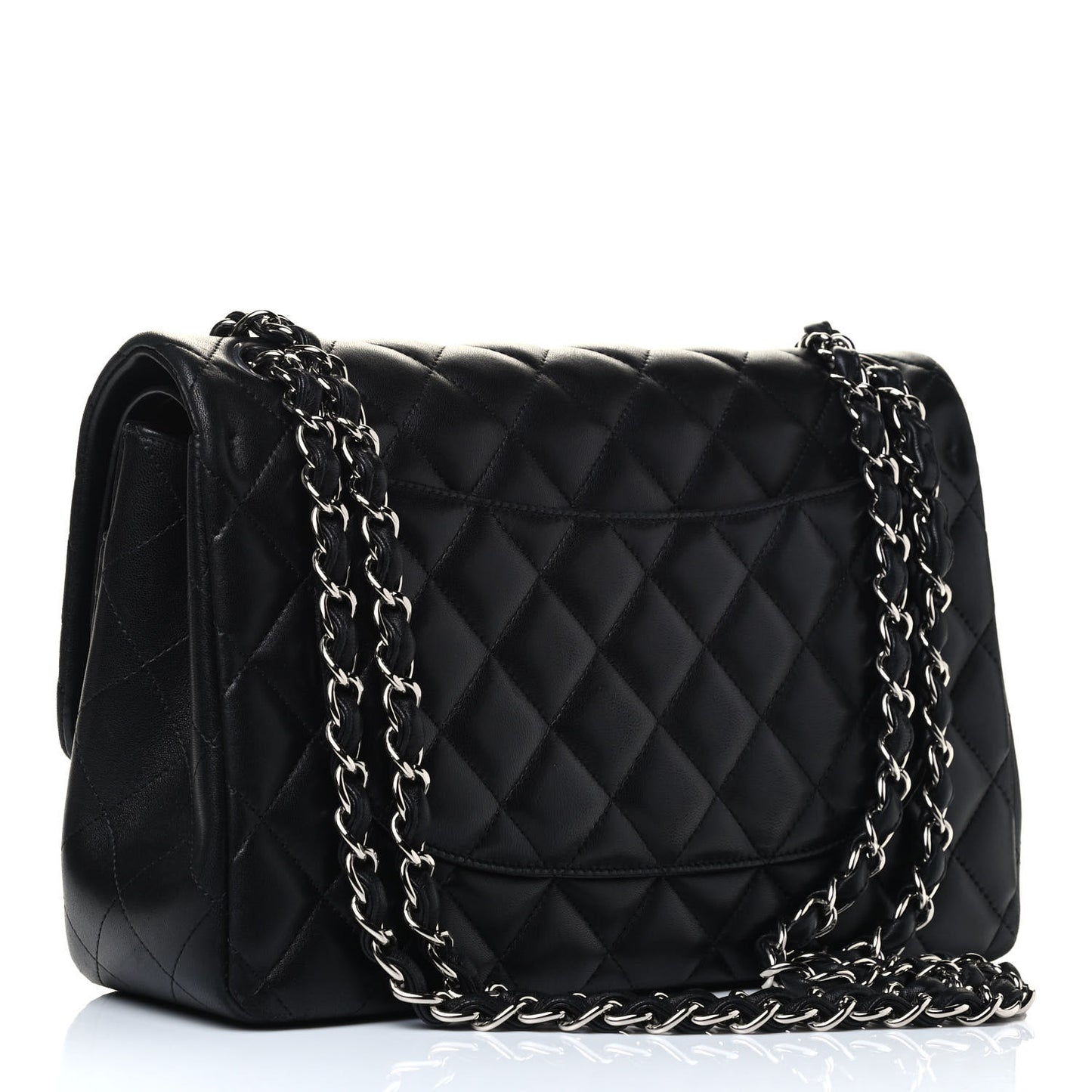 Lambskin Quilted Jumbo Double Flap Black
