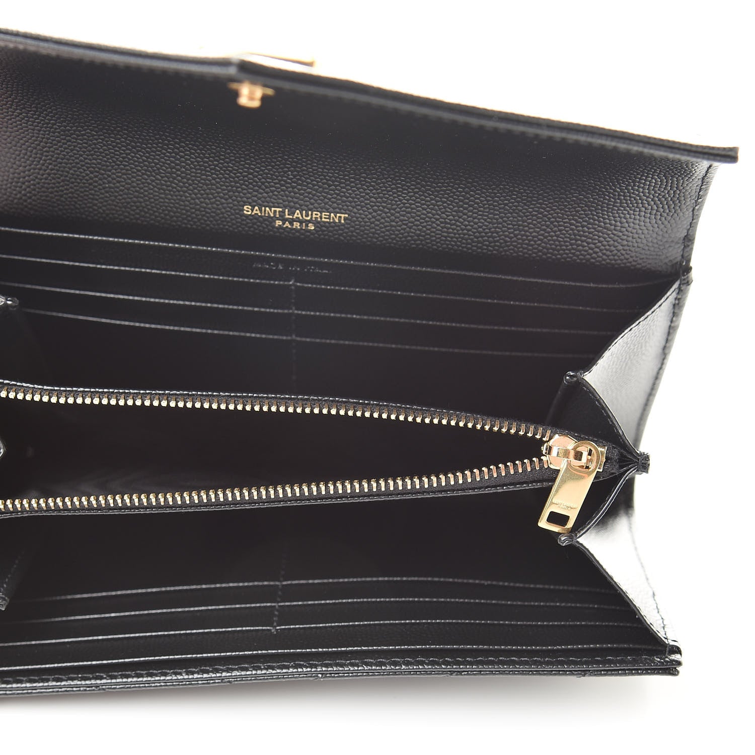 Saint Laurent Grain De Poudre Matelasse Chevron Monogram Flap Wallet Black 5 of 8