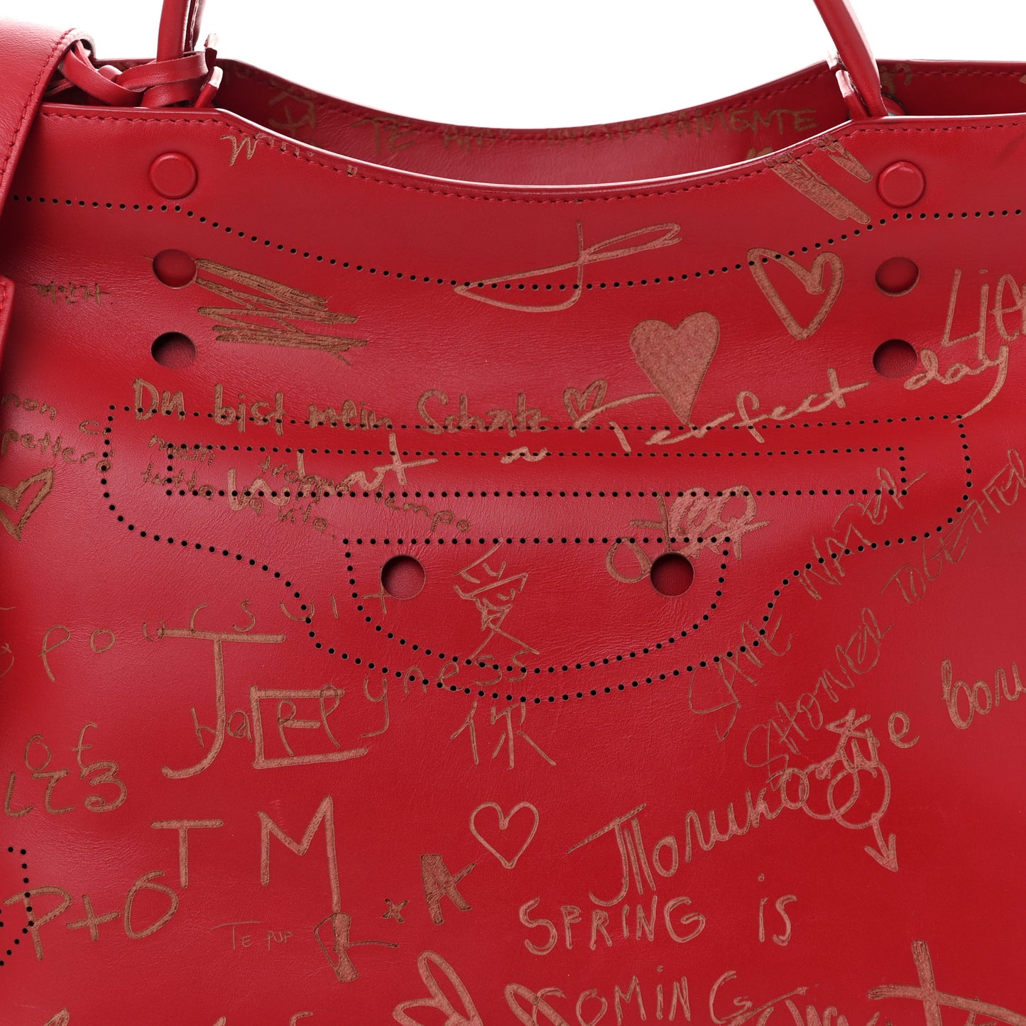 Calfskin Love Perforated Blackout Hardware City Rouge Profond