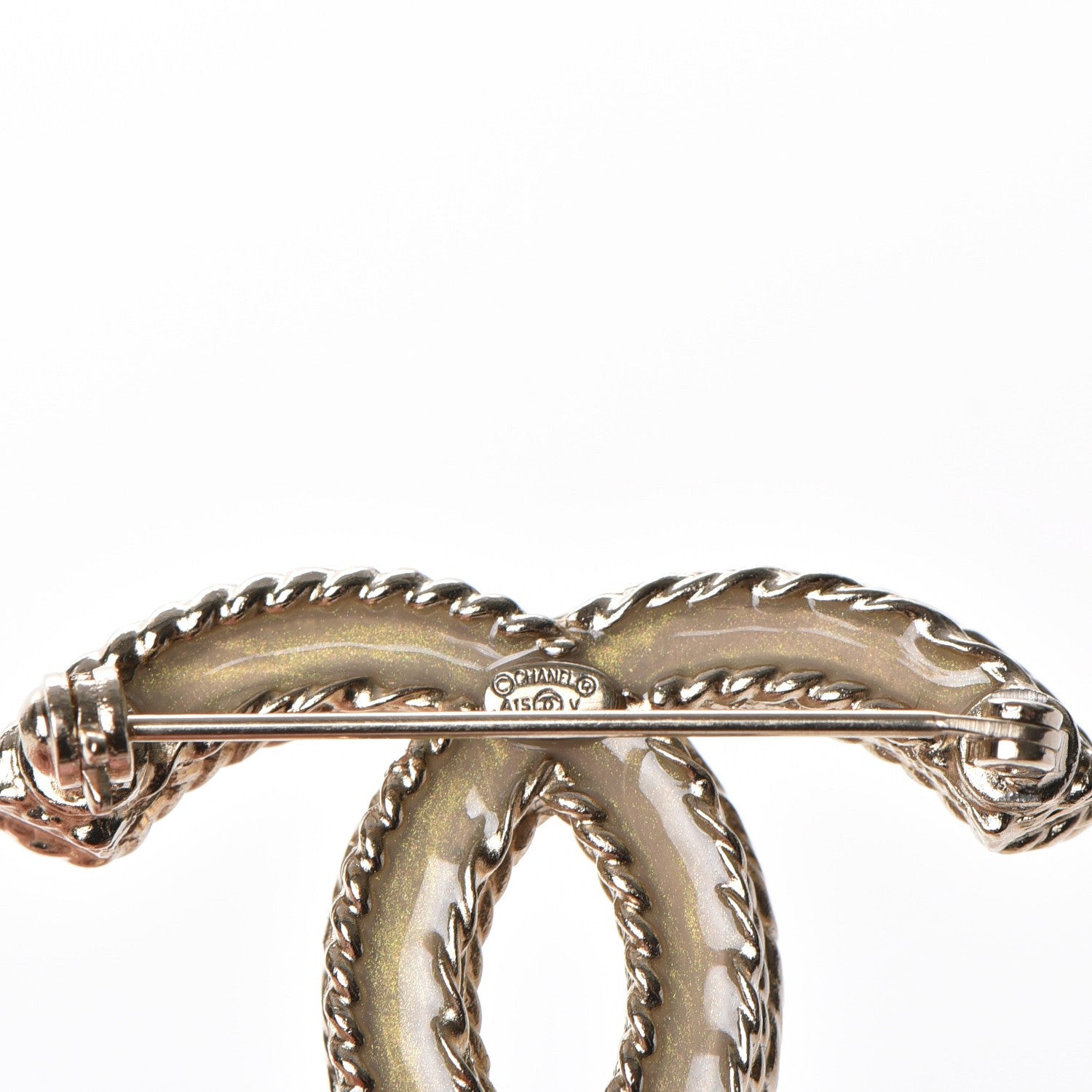 Chanel Crystal CC Brooch Light Gold 6 of 6