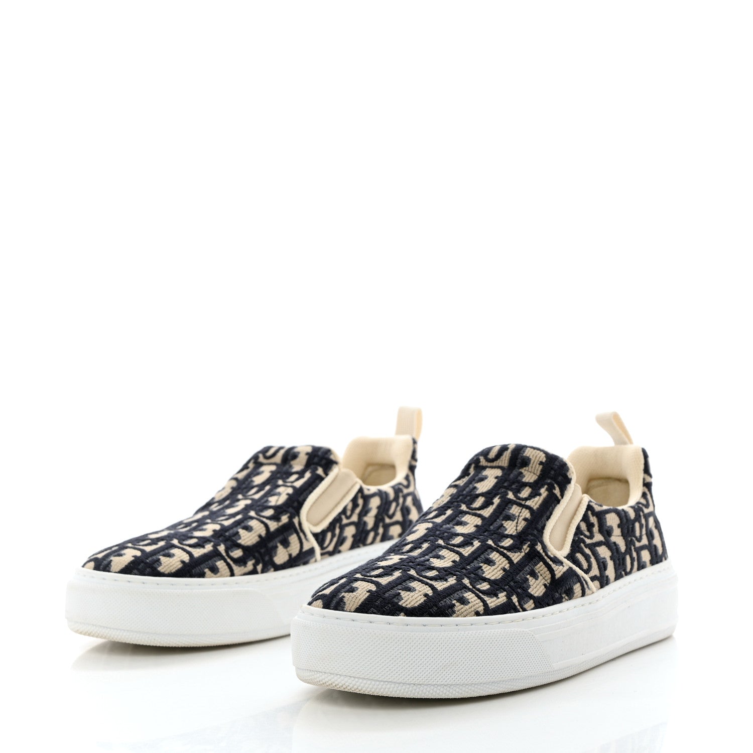 Christian Dior Canvas Oblique Embroidered Womens Solar Slip On Sneakers 37 Deep Blue 3 of 9