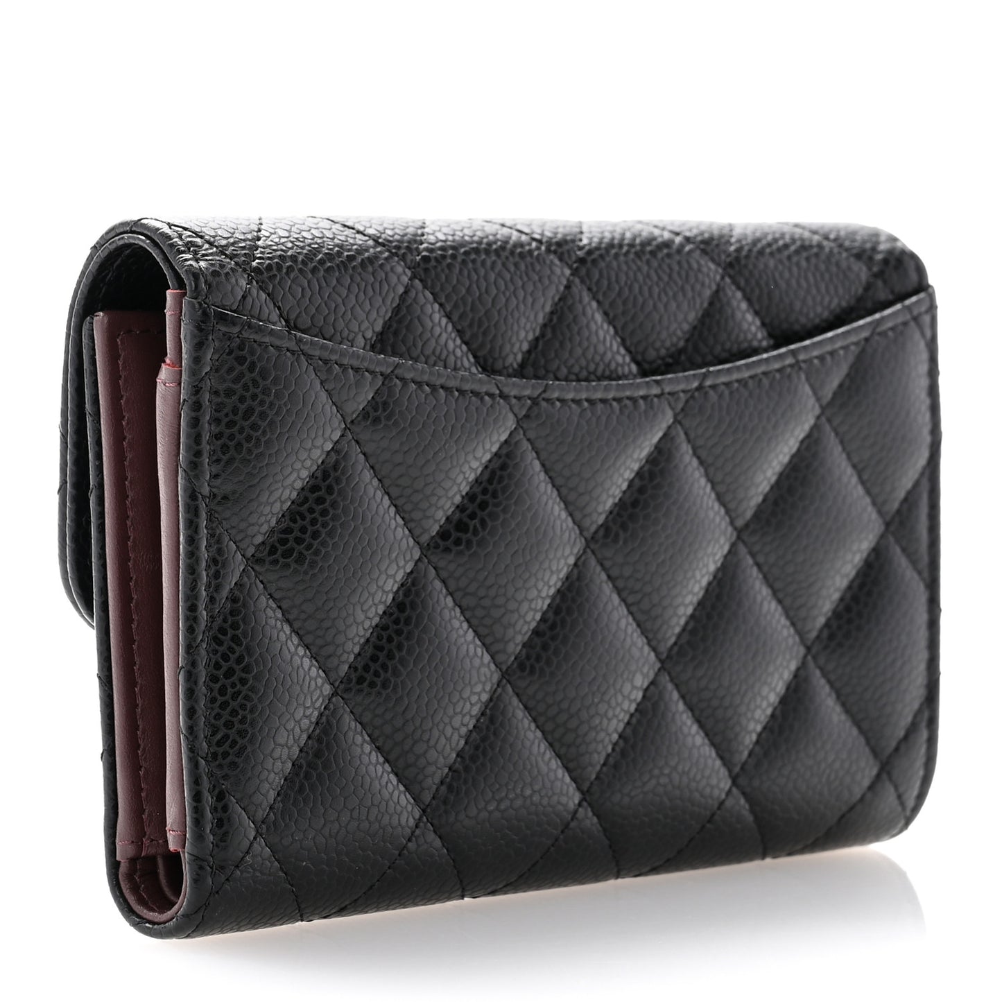 Caviar Quilted Medium Flap Wallet Black