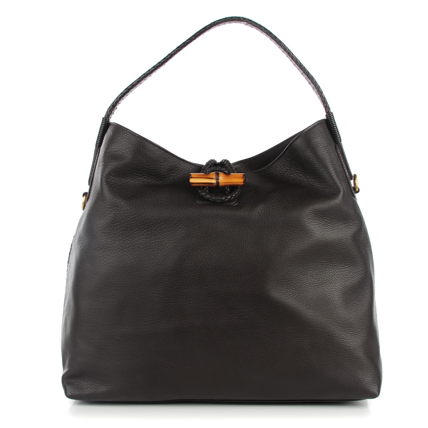 Gucci Deerskin Large Hip Bamboo Hobo Dark Cocoa 1 of 7