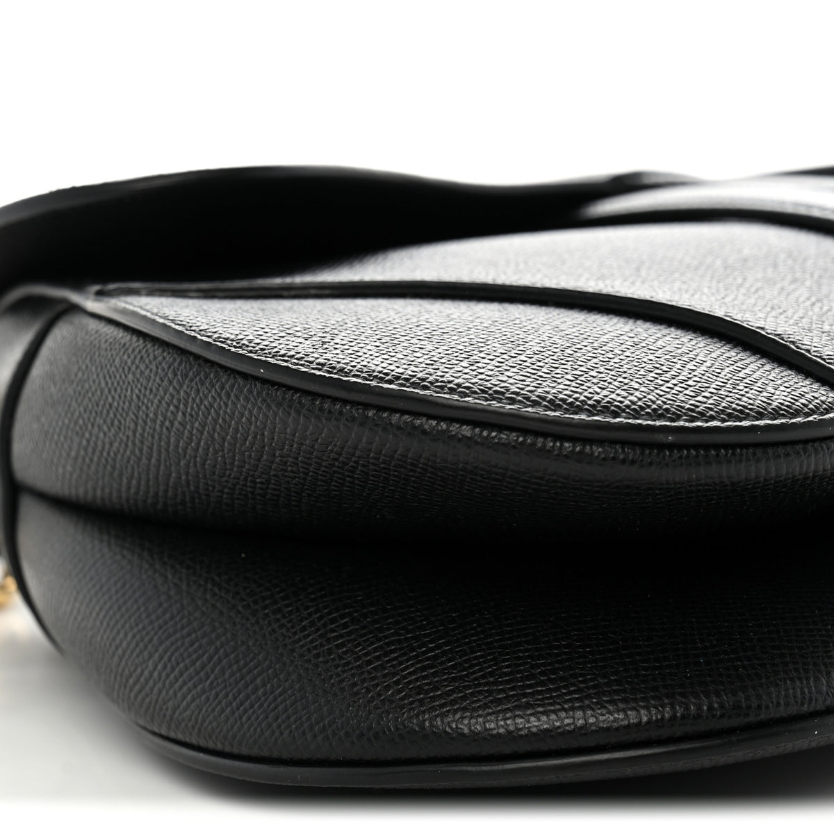 Grained Calfskin Saddle Bag With Strap Black
