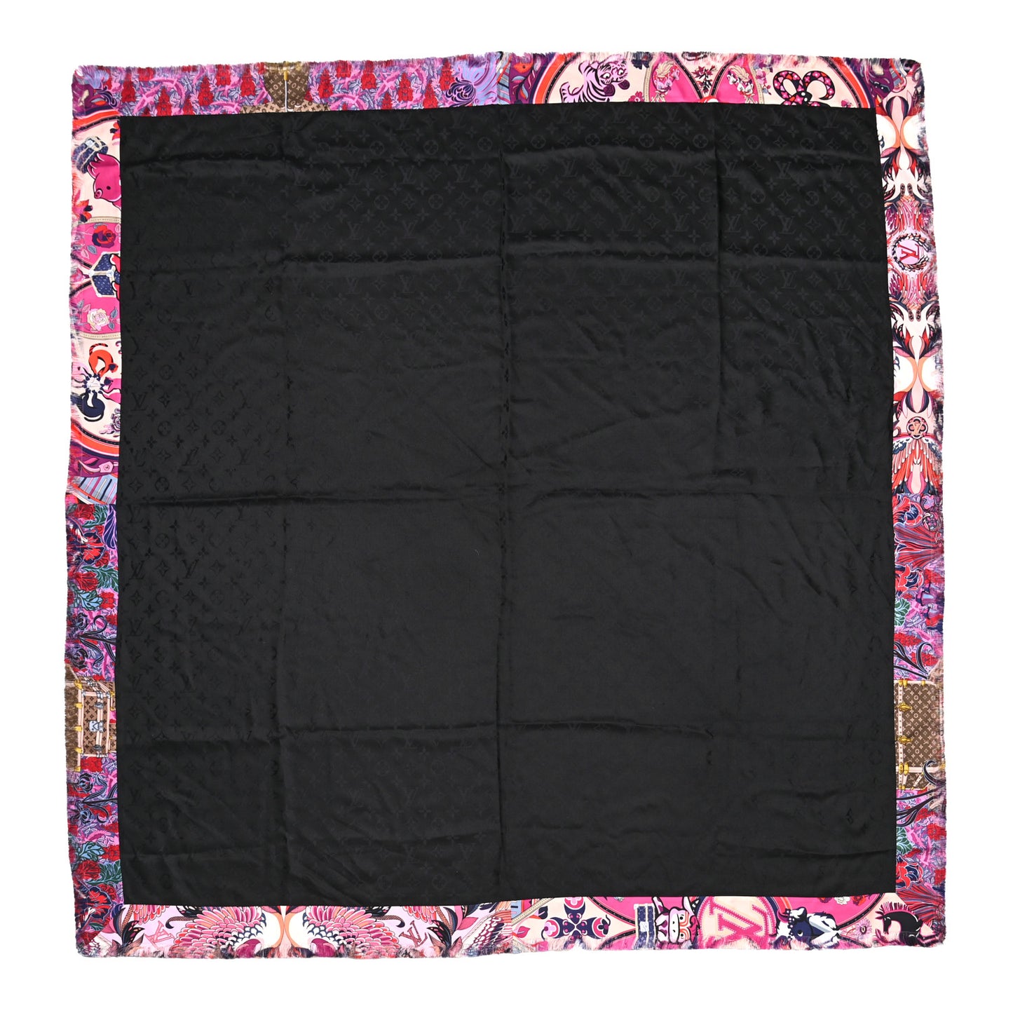 Wool Silk Be Mindful Monogram Shawl Magenta