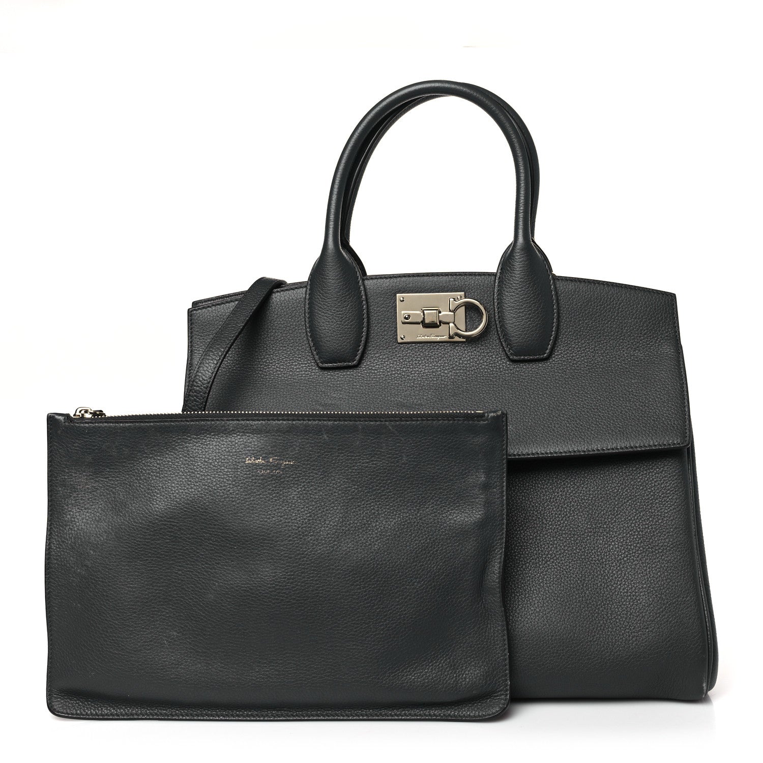Salvatore Ferragamo Calfskin Studio Bag Dark Grey 1 of 9