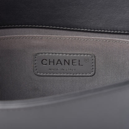 Chanel Calfskin Quilted Medium Boy Flap Dark Grey 8 of 10