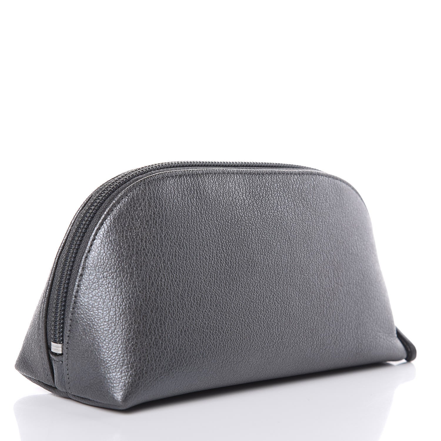 Chanel Goatskin Camellia Embossed Cosmetic Case Dark Grey 3 of 10
