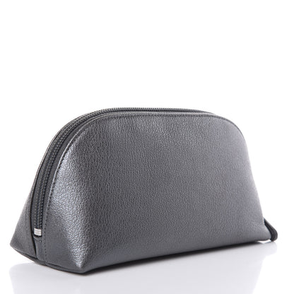 Chanel Goatskin Camellia Embossed Cosmetic Case Dark Grey 3 of 10