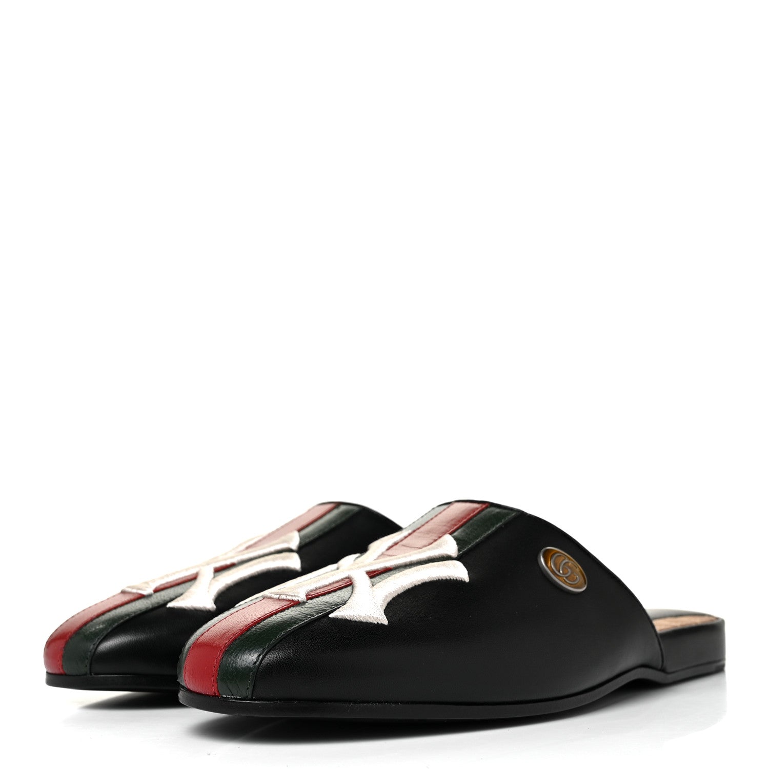 Gucci X MLB Lambskin NY Yankees Embroidered Womens GG Slippers 40 Black 3 of 9