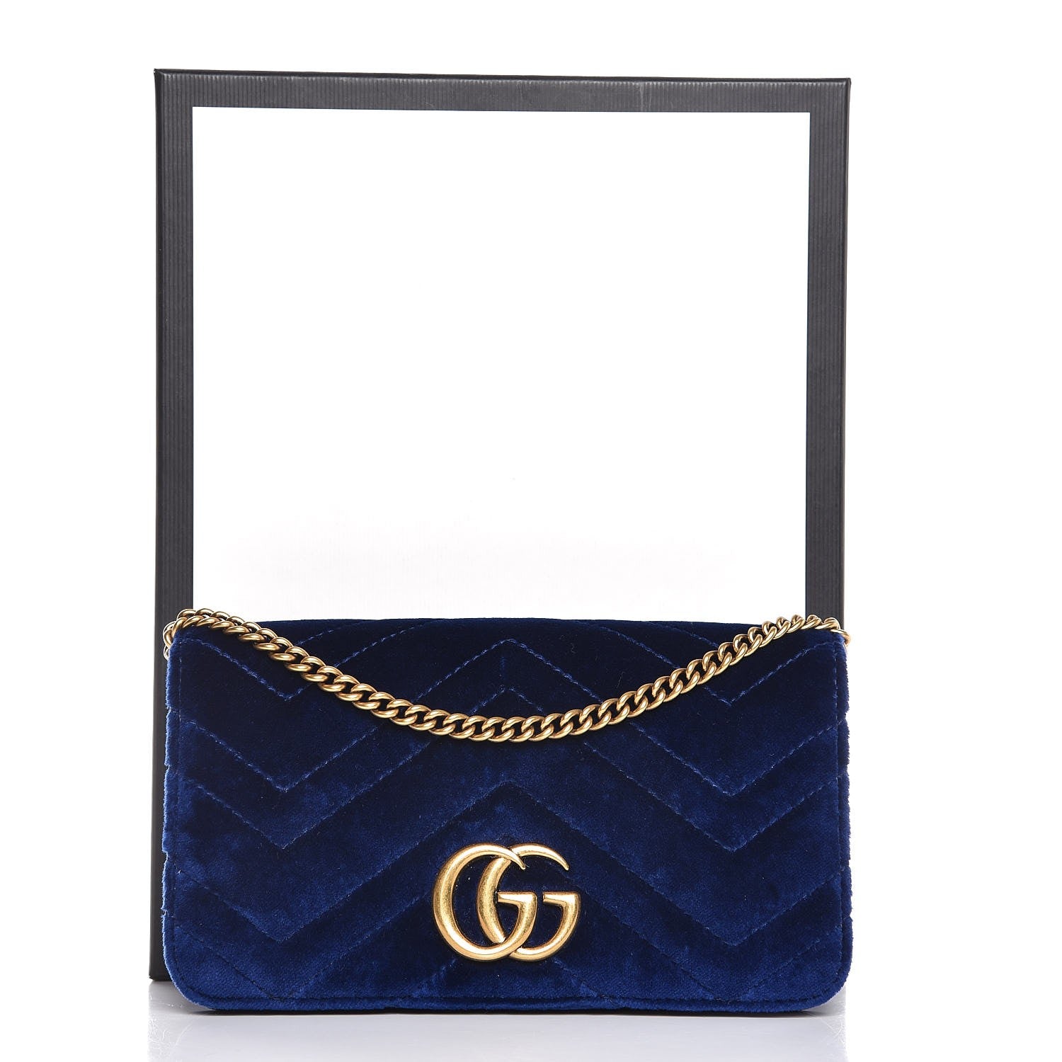 Gucci Velvet Matelasse GG Marmont Mini Bag Cobalt Blue 7 of 7