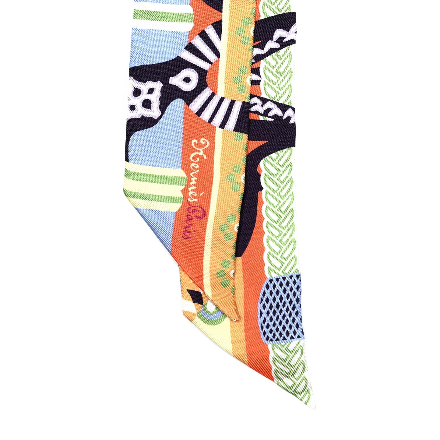 Silk Fantaisie D'Etriers Twilly Abricot Aubergine Mauve