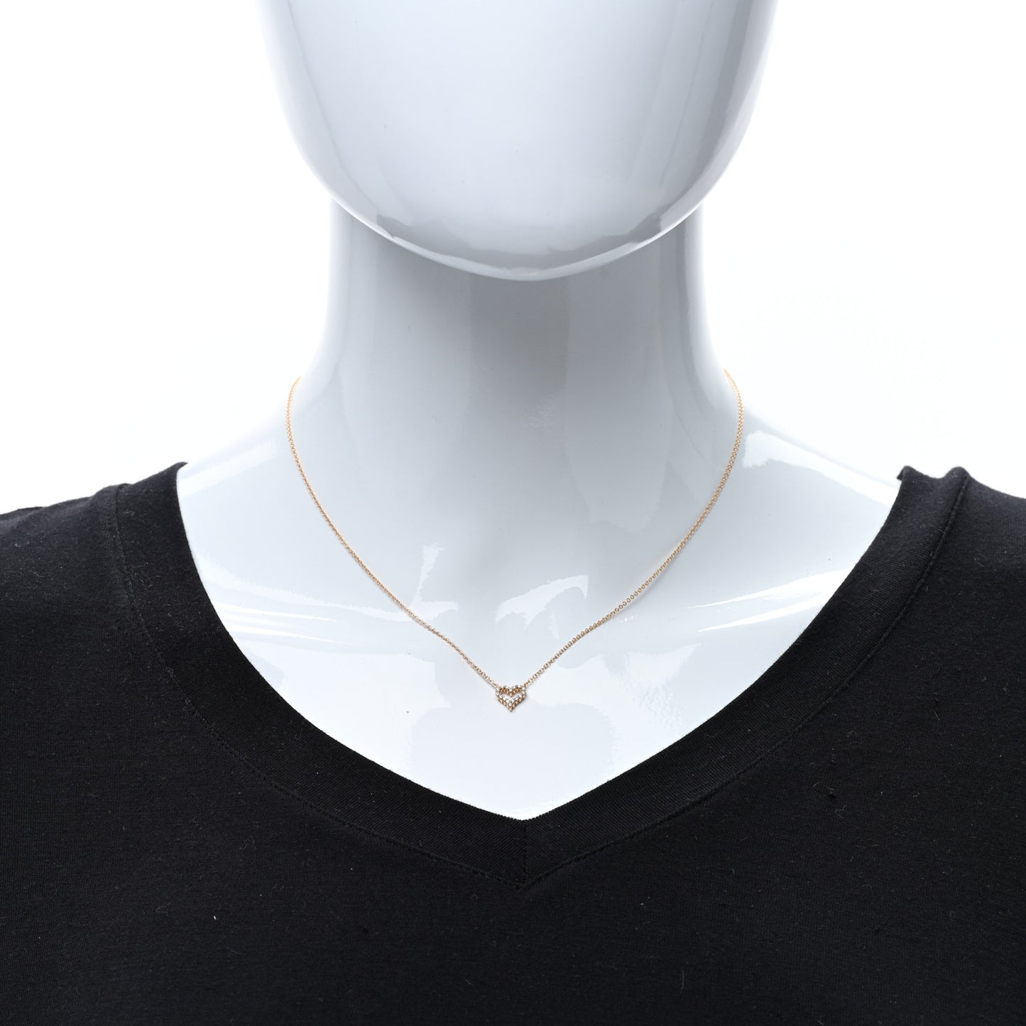 18K Rose Gold Diamond Extra Mini Heart Pendant Necklace