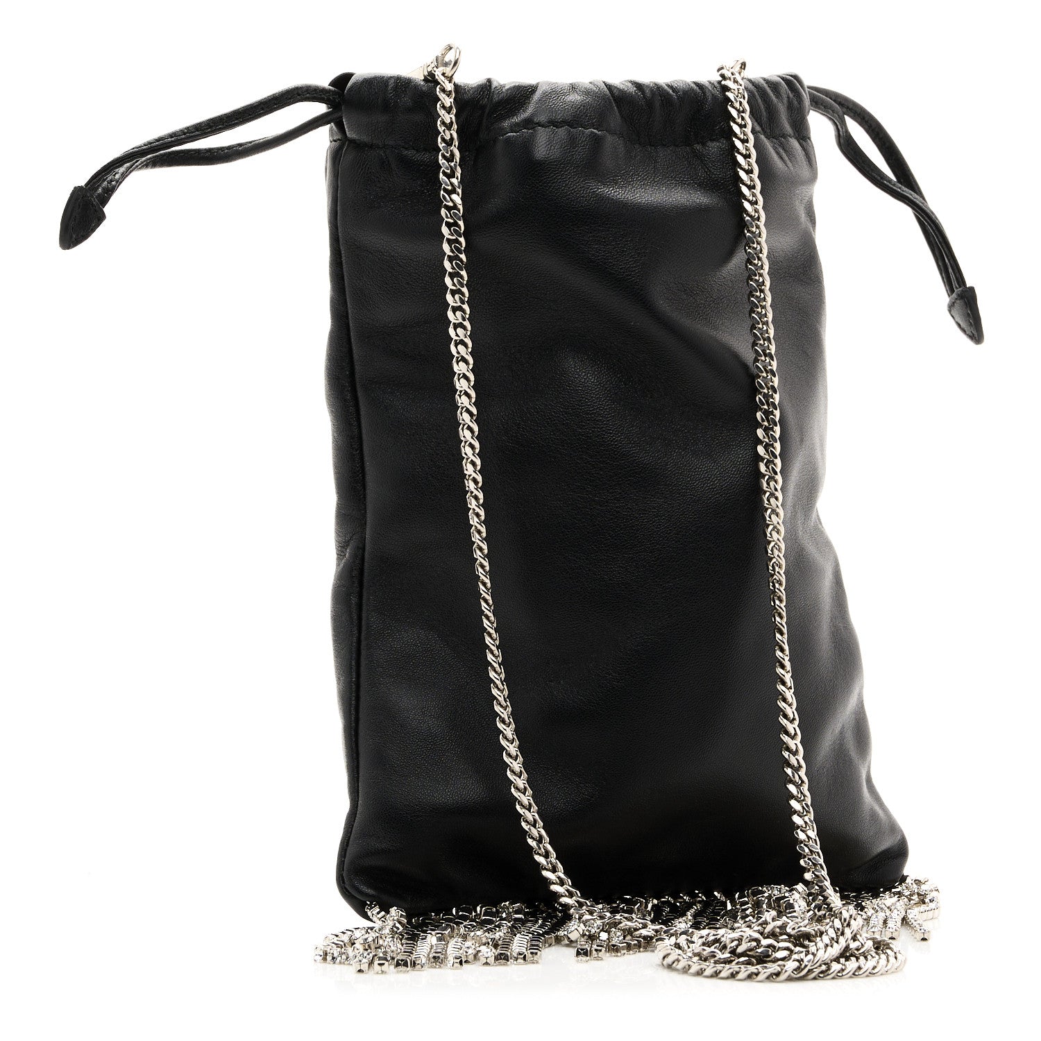 Miu Miu Nappa Starlight Crystal Fringe Trick Pouch On Strap Black 3 of 7
