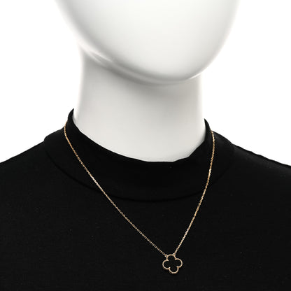 Van Cleef & Arpels 18K Yellow Gold Black Onyx Vintage Alhambra Pendant Necklace 2 of 5