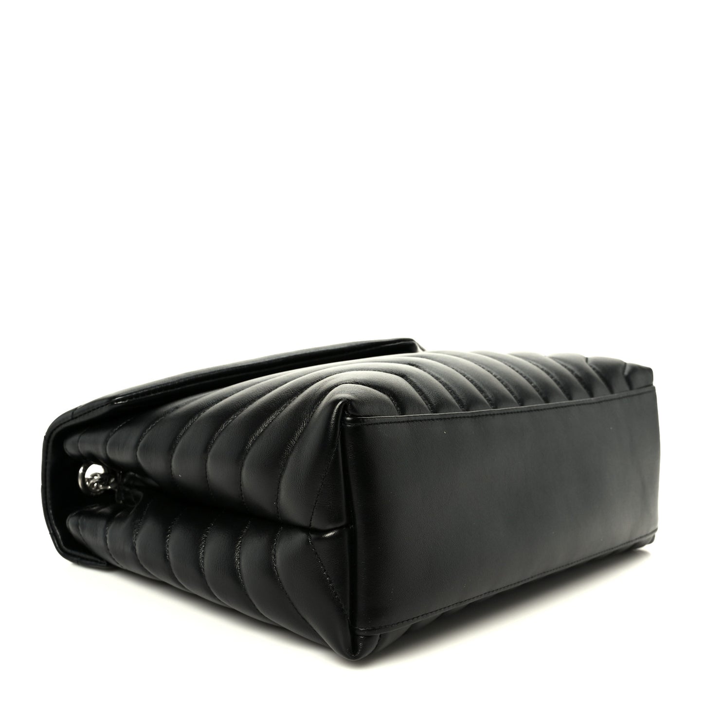Calfskin Y Quilted Monogram Medium Loulou Chain Satchel Black