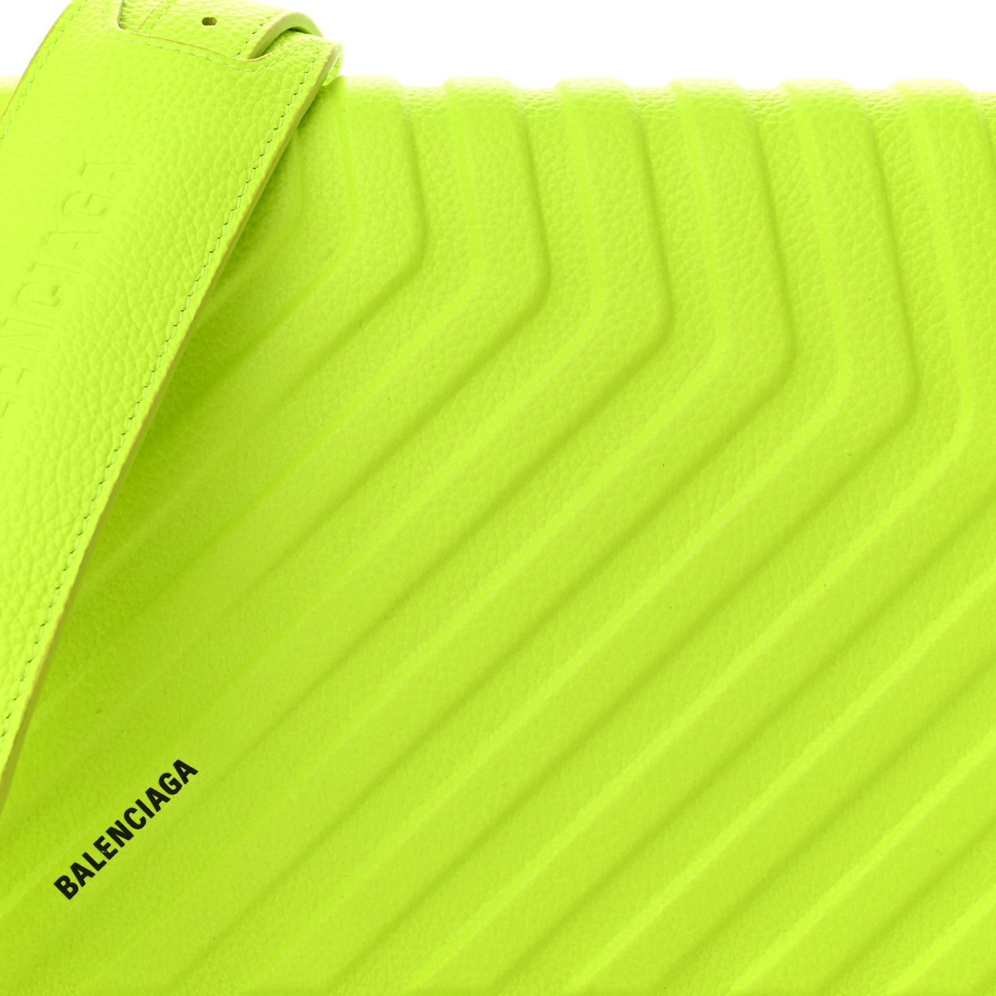 Grained Calfskin Embossed Car Flap Bag Fluo Yellow