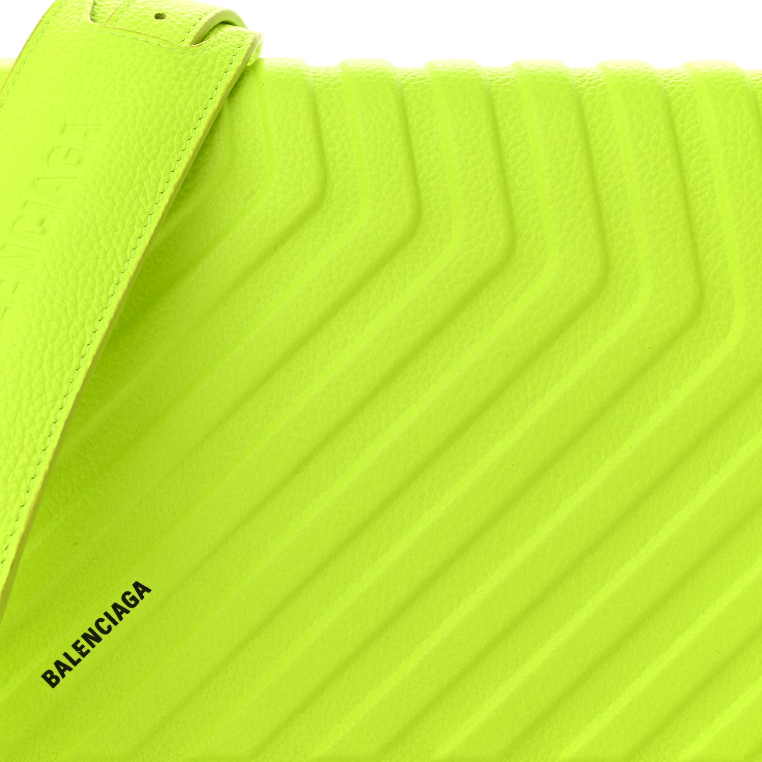 Balenciaga Grained Calfskin Embossed Car Flap Bag Fluo Yellow 7 of 9