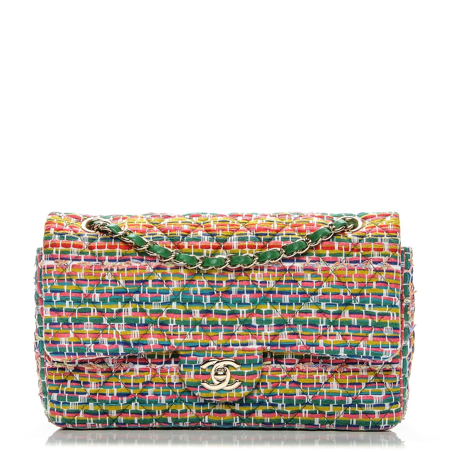 Tweed Quilted Medium Double Flap Multicolor