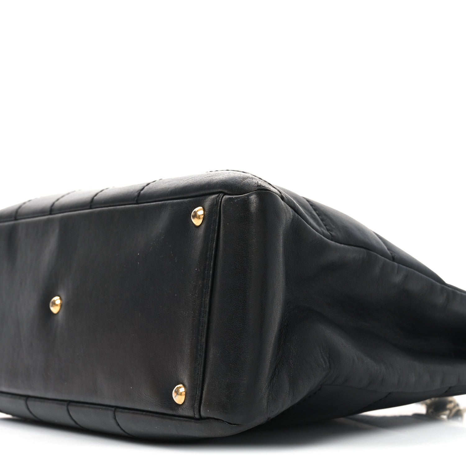 Chanel Calfskin Stitched Chocolate Bar Shopping Tote Black 10 of 11