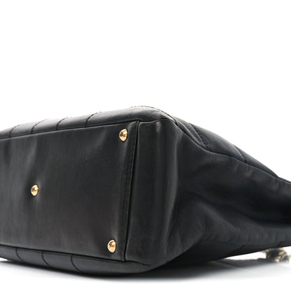 Chanel Calfskin Stitched Chocolate Bar Shopping Tote Black 10 of 11