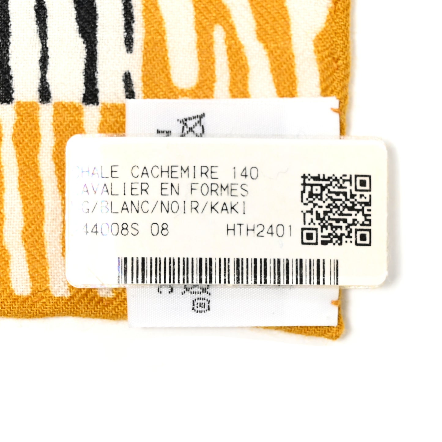 Cashmere Silk Cavaliere En Formes Shawl 140 White Black Kaki