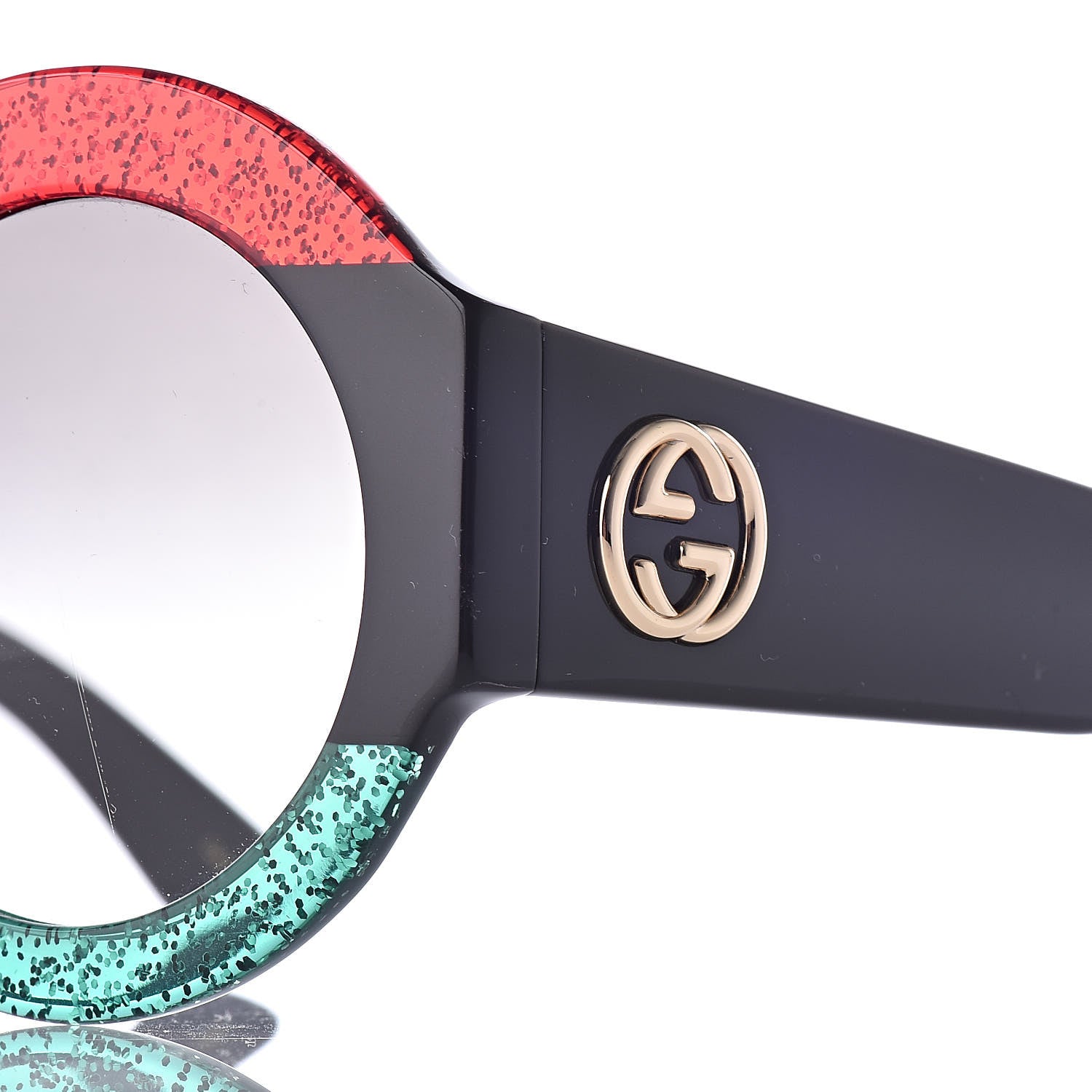 Gucci Acetate Round GG0084S Sunglasses Black Red Green 8 of 8