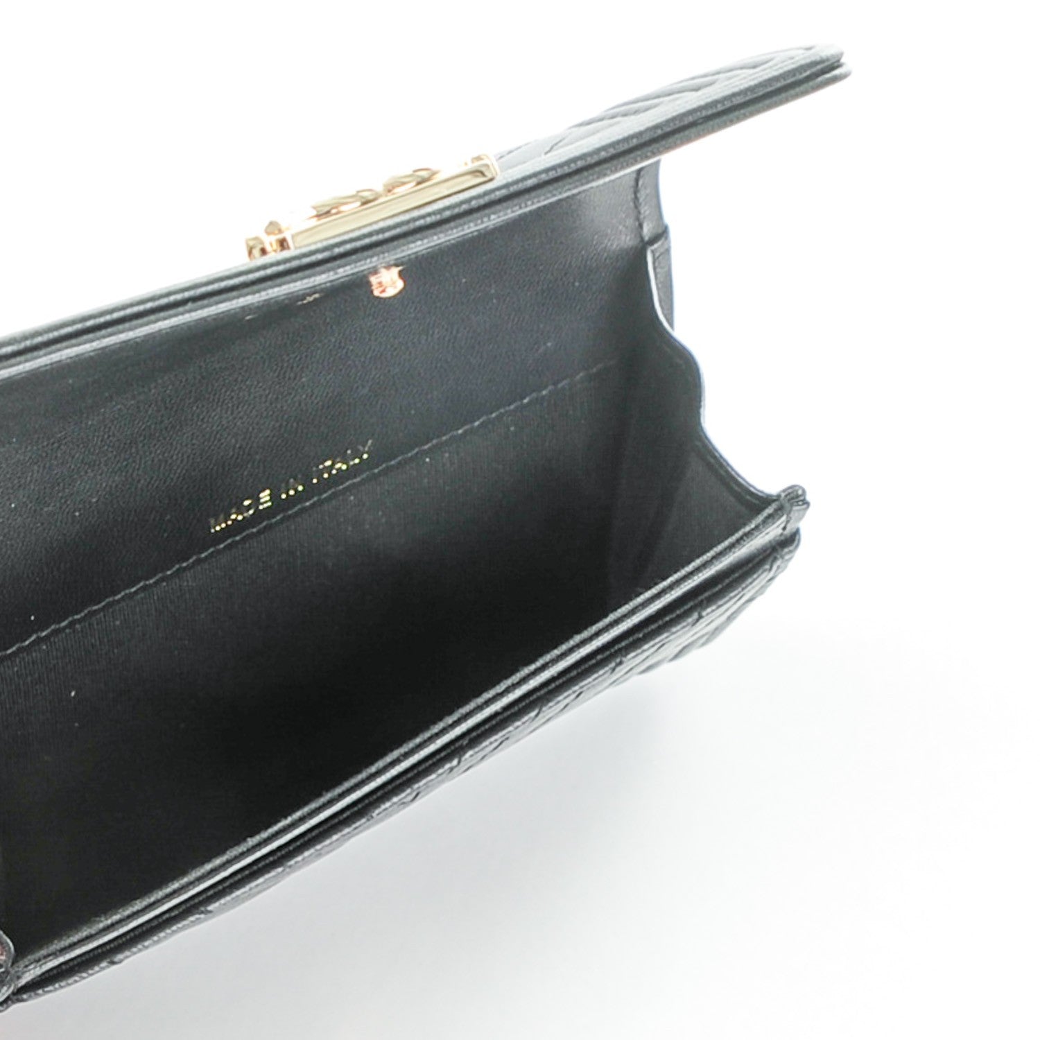 Chanel Lambskin Chevron Quilted Boy Card Holder Wallet Black 5 of 8