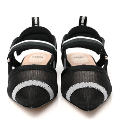 Fendi Technical Mesh Colibri Slingback Ballerina Flats 39 Black 2 of 7
