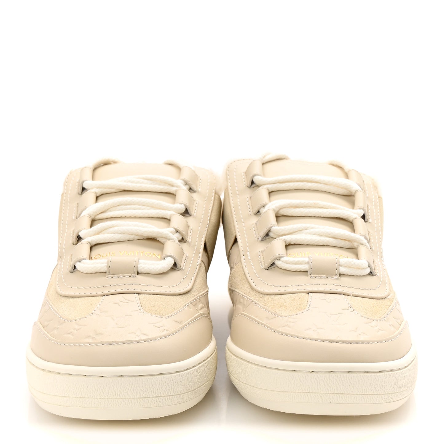 Suede Monogram Debossed Shearling Lous Open Back Sneakers 38 Light Beige