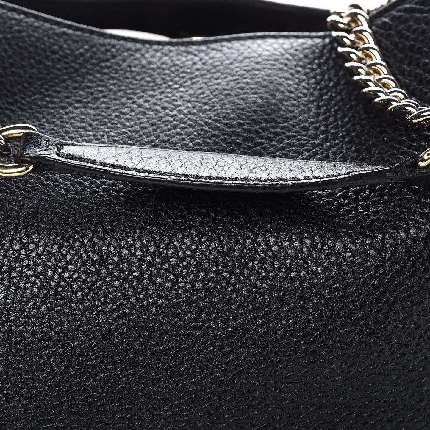 Pebbled Calfskin Large Soho Chain Shoulder Bag Black