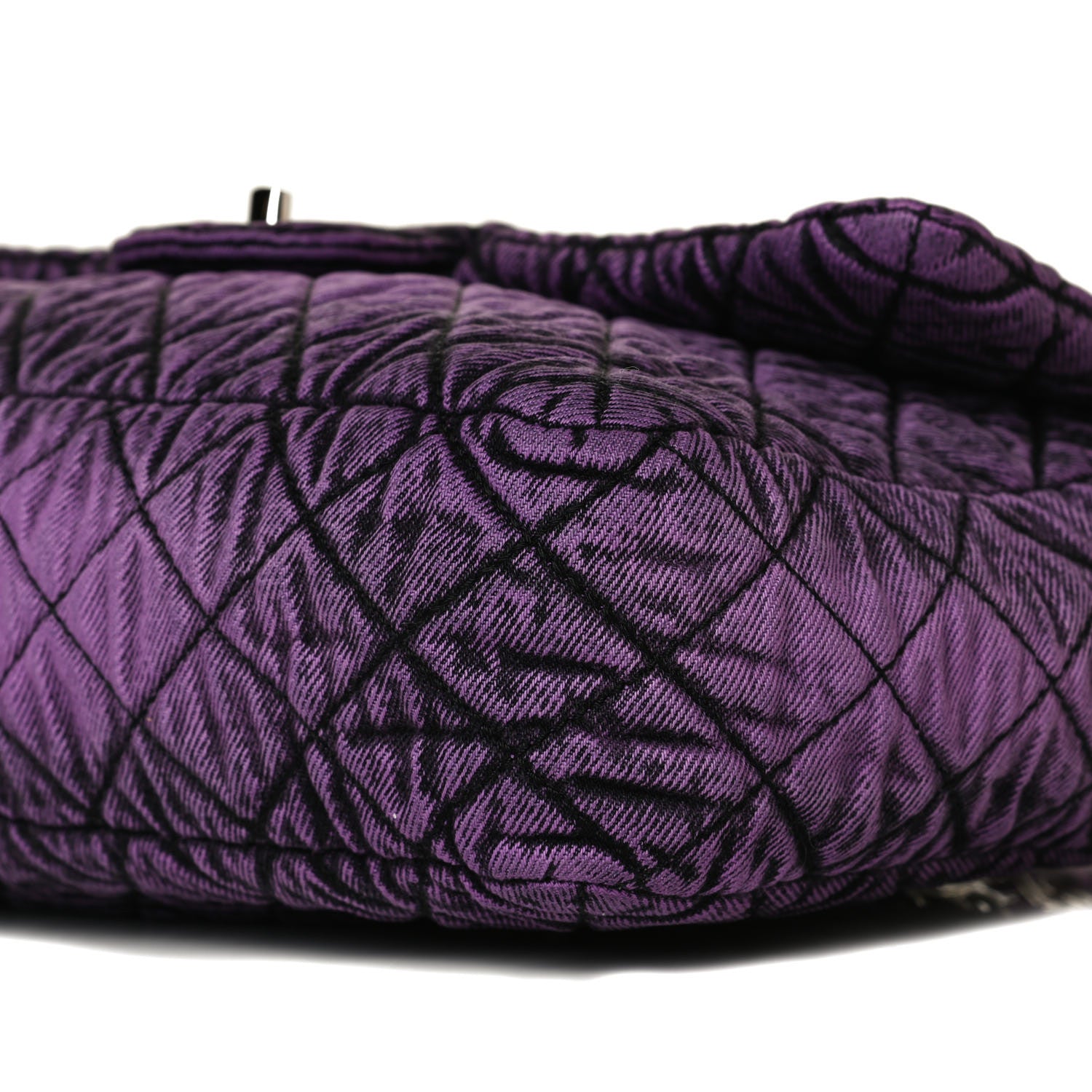 Chanel Denim Quilted Denimpression Flap Purple Black 9 of 11