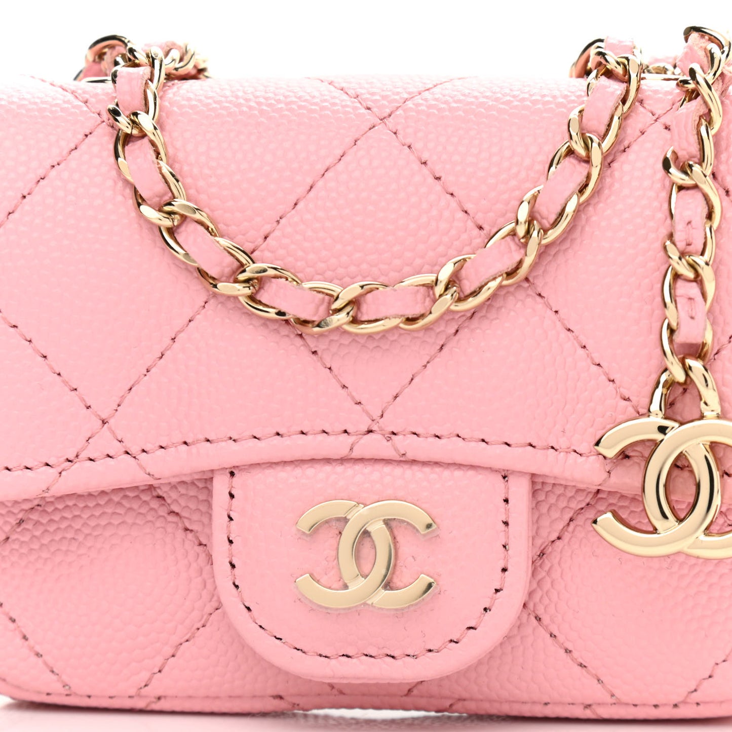 Caviar Quilted Mini Chain Belt Bag Light Pink