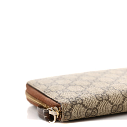 Gucci GG Supreme Monogram Cuoio Toscano Zip Around Organizer Wallet Beige Ebony Cuir 7 of 10