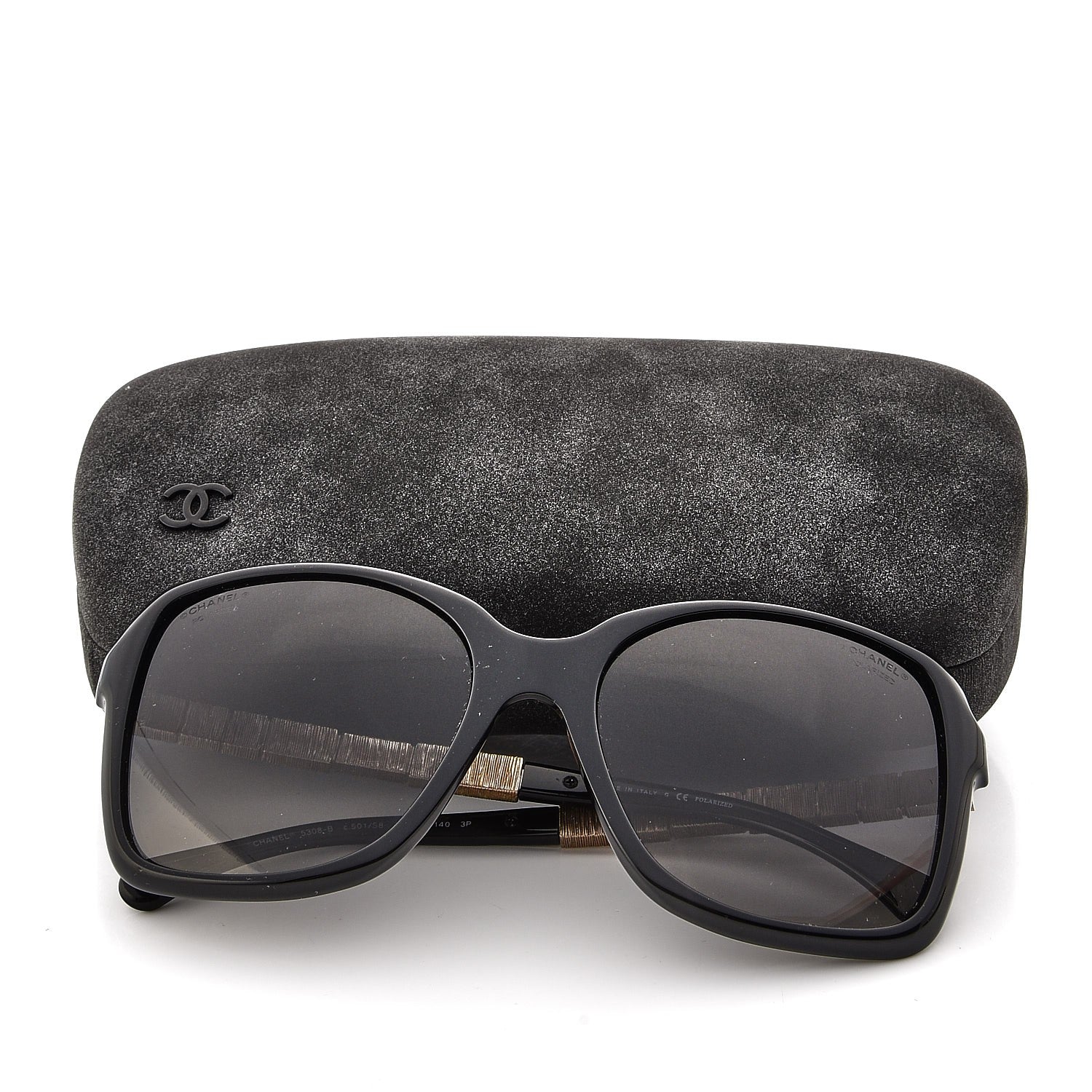 Chanel Crystal Baguette Polarized Square Sunglasses 5308-B Black 18 of 18