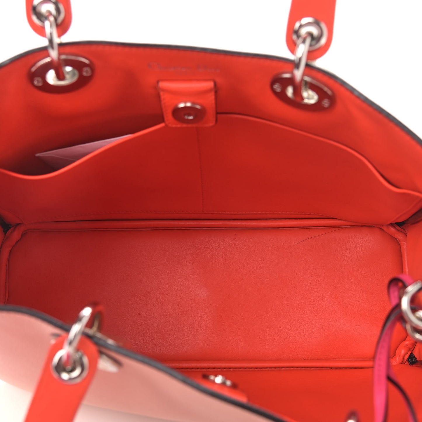 Smooth Calfskin Medium Tri-Color Diorissimo Tote Pink Fuchsia Orange