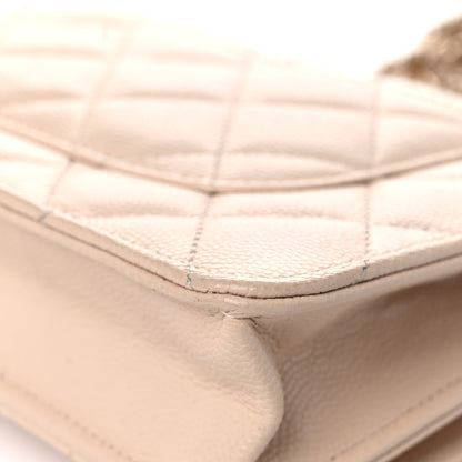 Chanel Caviar Quilted Coco Candy Wallet On Chain WOC Beige 12 of 15