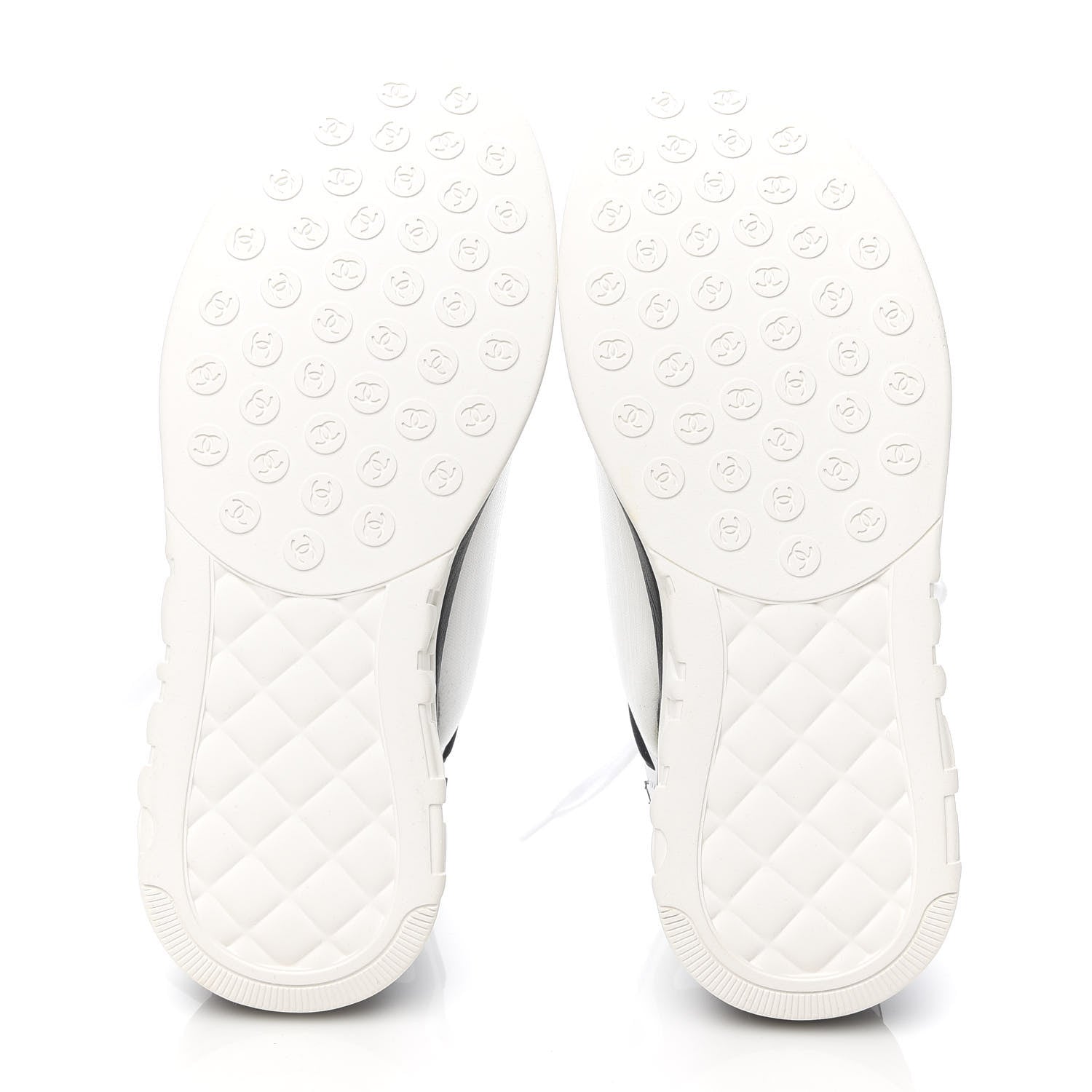 Chanel Lycra Womens CC Sneakers 36.5 White Black 5 of 8