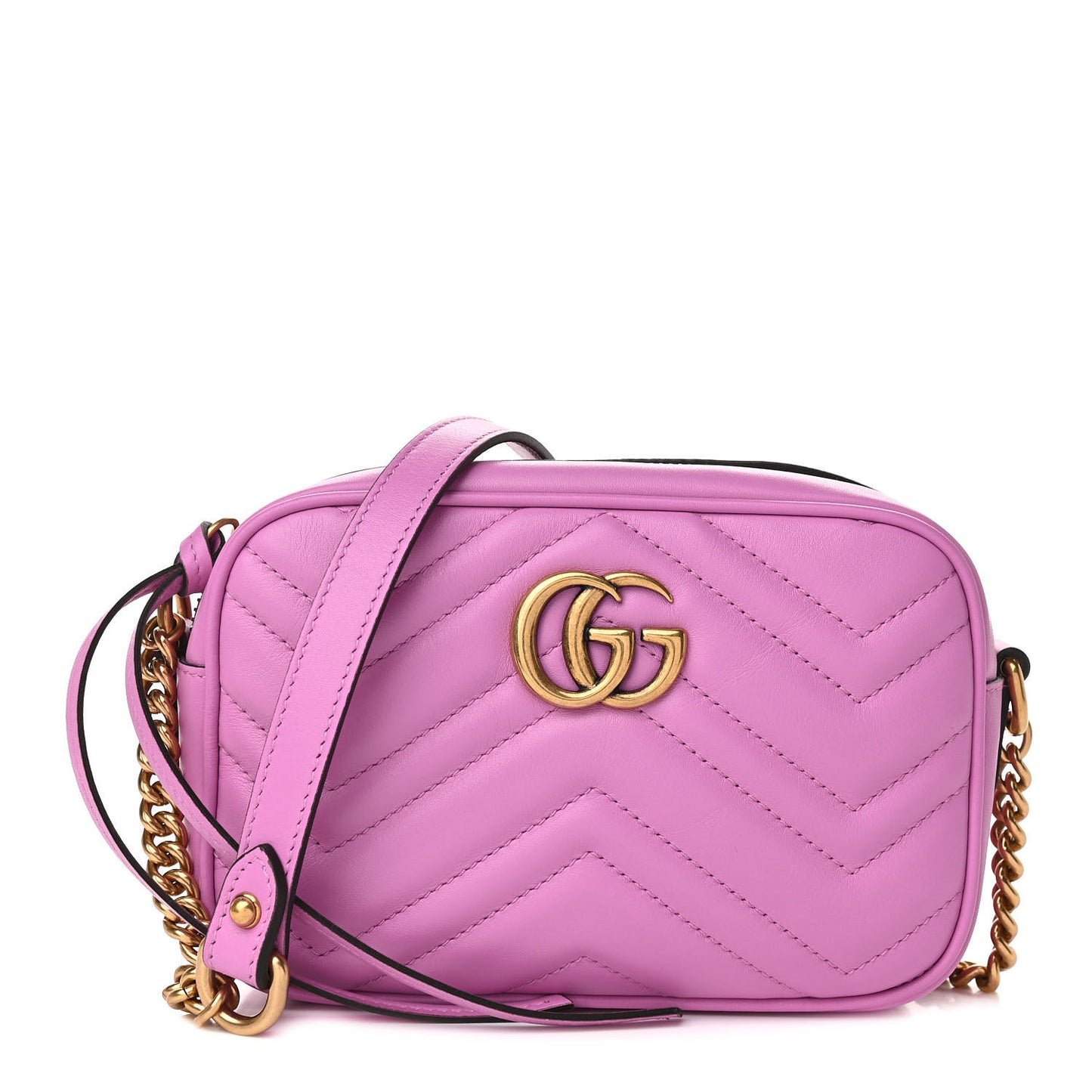 Calfskin Matelasse Mini GG Marmont Chain Shoulder Bag Candy Mousse